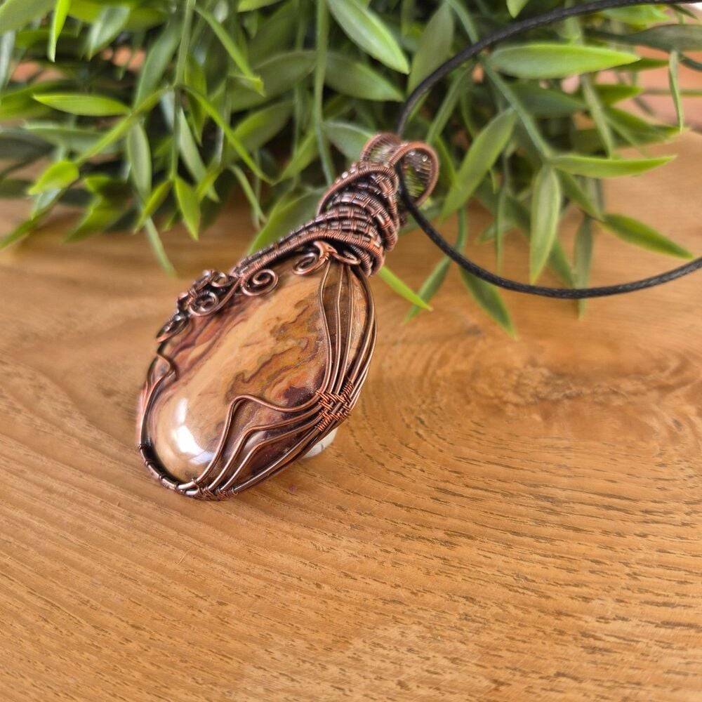 Picture Jasper and Copper Wire Wrapped Pendant
