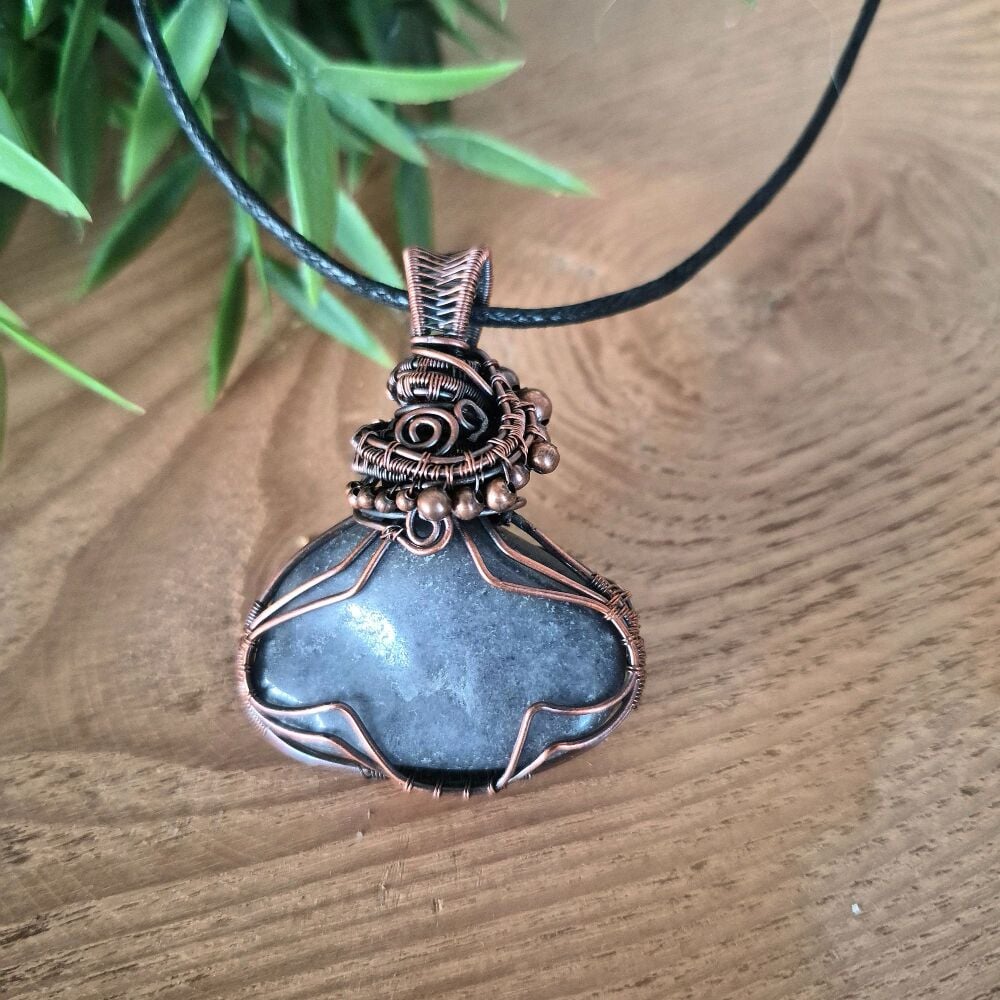Apatite and Copper Wire Wrapped Pendant