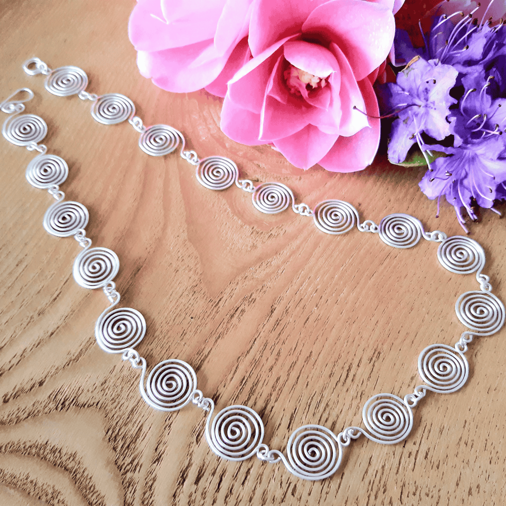 925 STERLING 21" Open Spiral Necklace &ndash; Handmade Silver S-Shaped Infinity Jewellery | Gift for Women