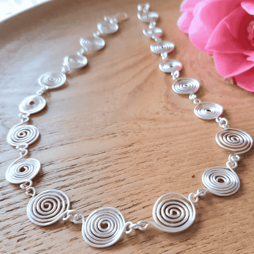 999 FINE 18" Open and Closed Silver Spiral Necklace &ndash; Handmade Silver Spiral Shaped Infinity Jewellery | Gift for Women