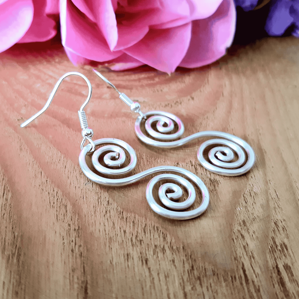 Large Celtic Silver Spiral Earrings