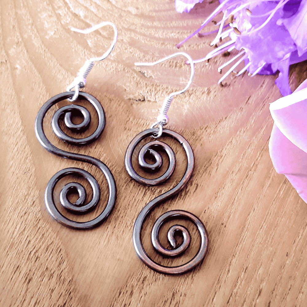 Celtic copper spiral earrings