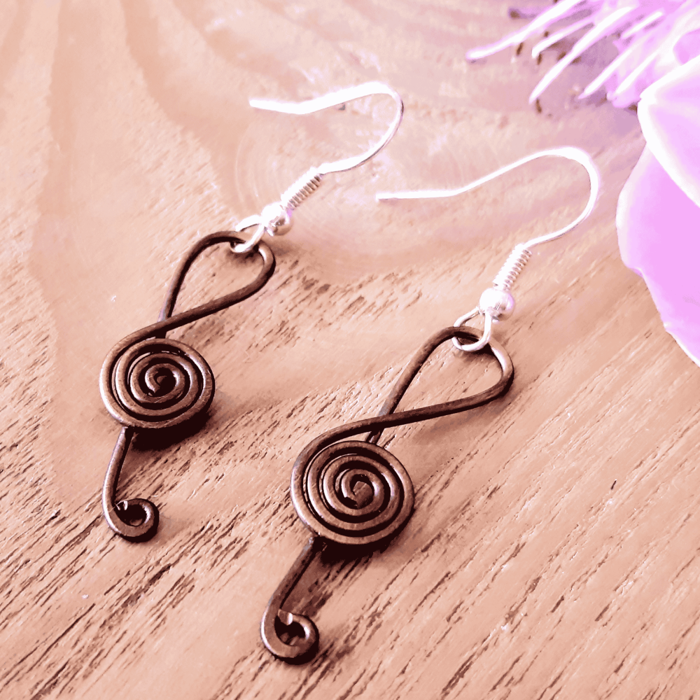 Copper Music Clef earrings