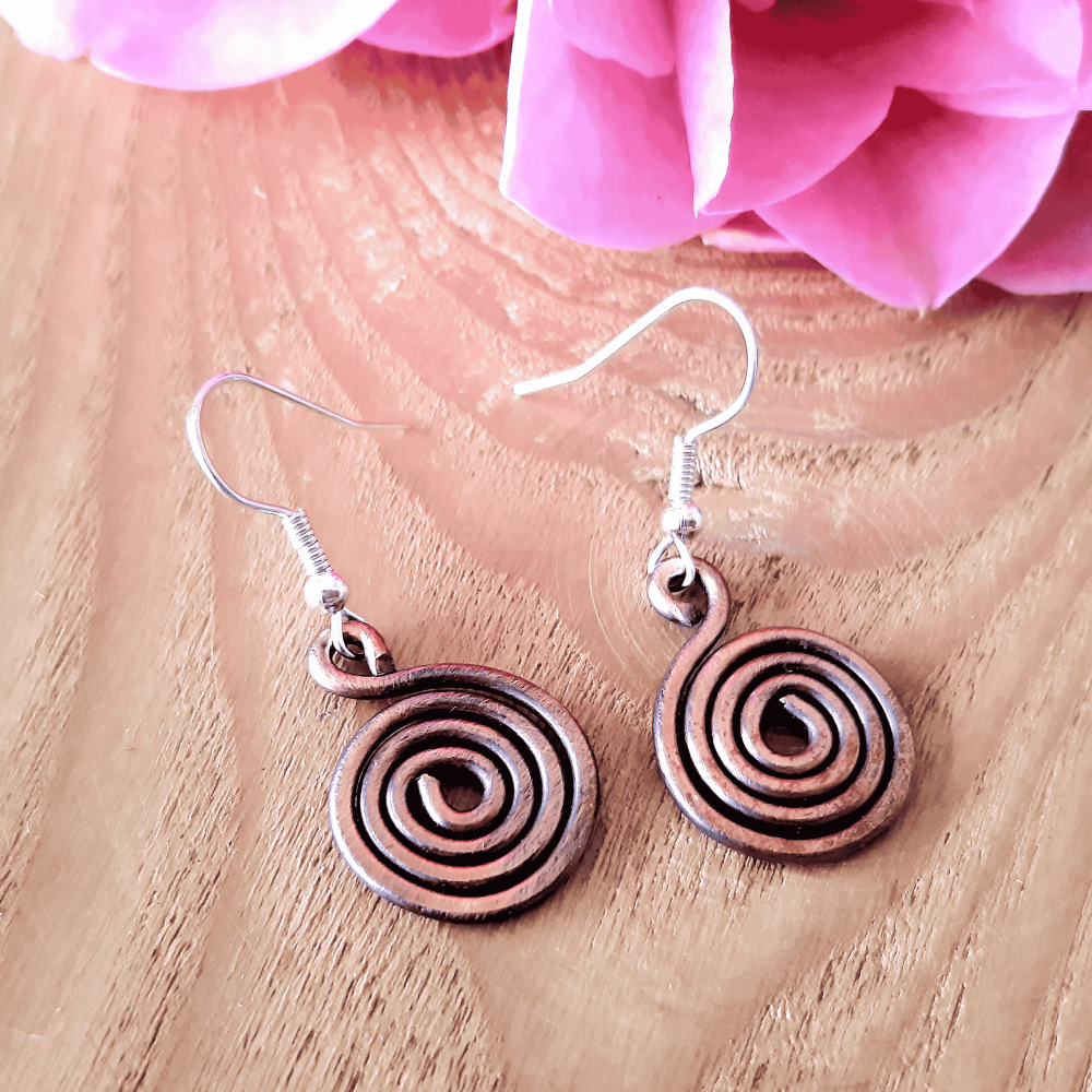 Copper Closed Spiral earrings