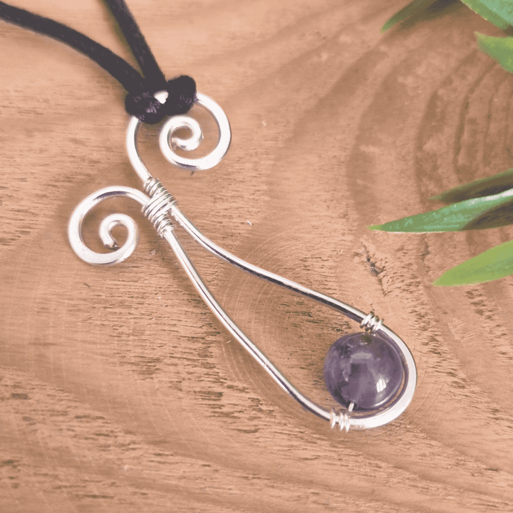 Silver Amethyst scroll Pendant