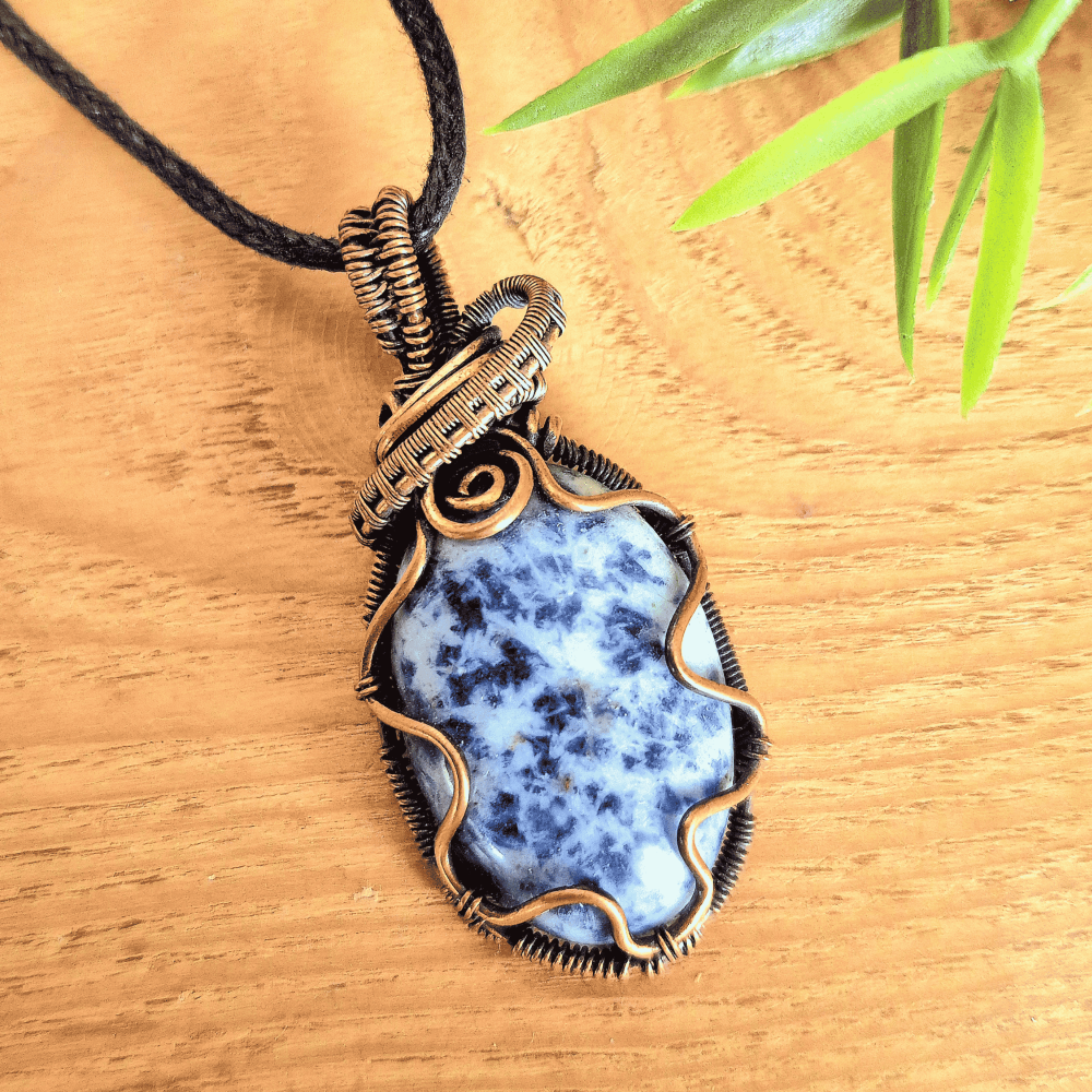 Sodalite Copper wire wrapped Pendant 