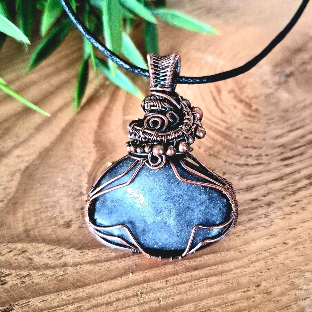 Apatite and Copper Wire Wrapped Pendant