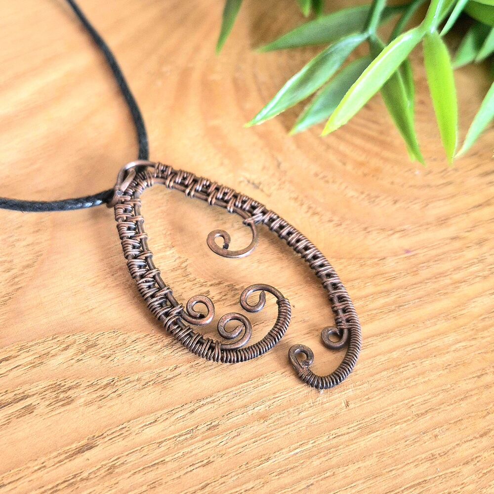 Copper fern wire wrapped pendant