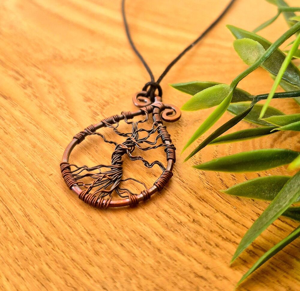 Copper wire wrapped Tree of Life Pendant
