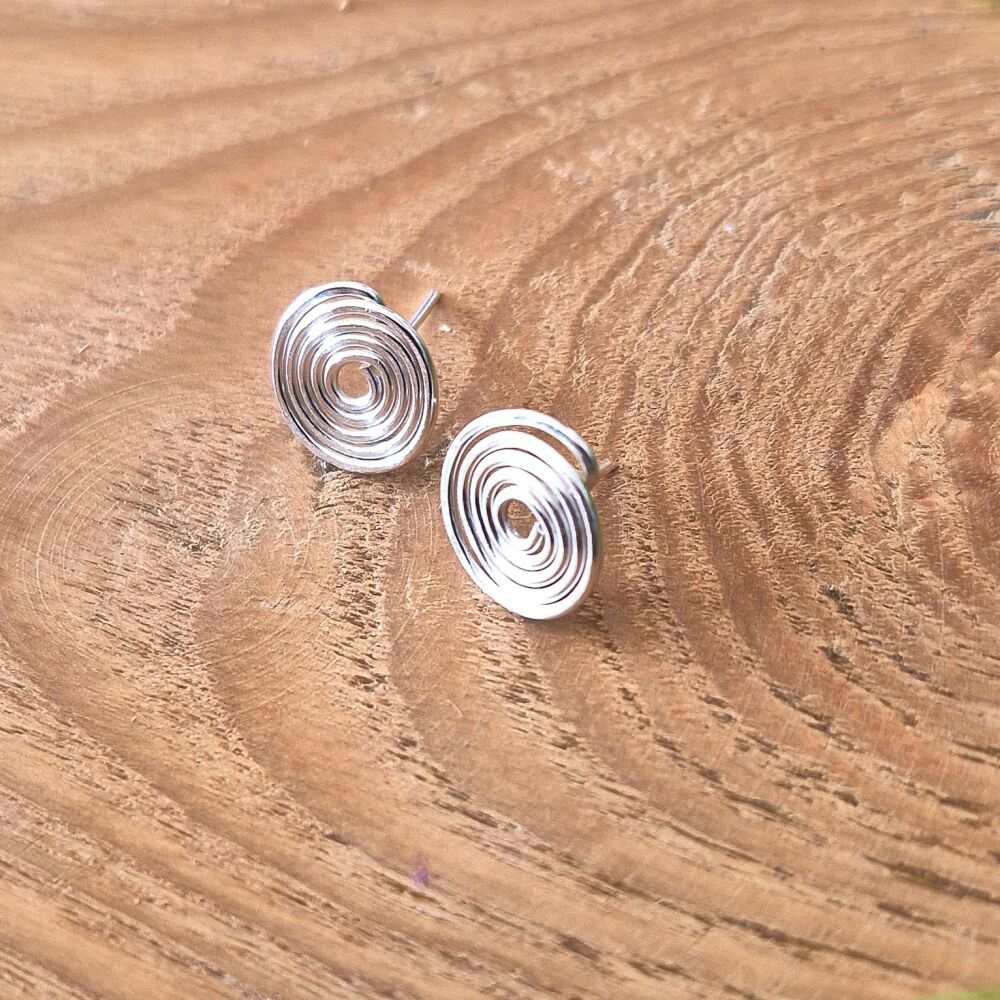 Silver Spiral Stud Earrings