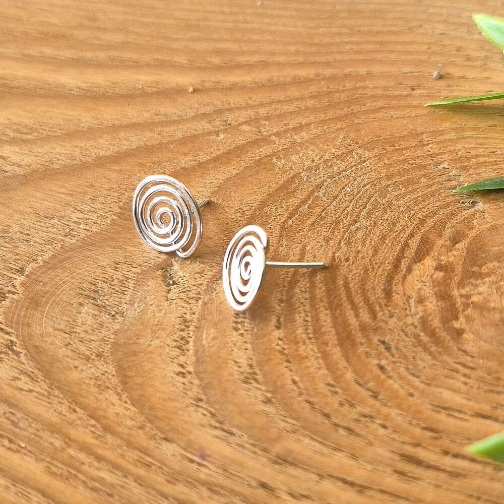 Silver Spiral Stud Earrings