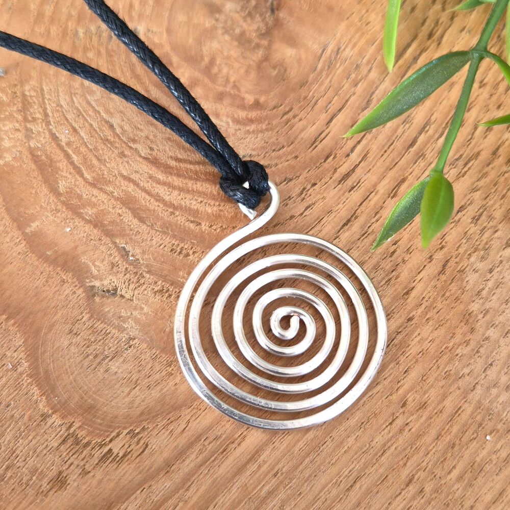 Large Silver Spiral Pendant