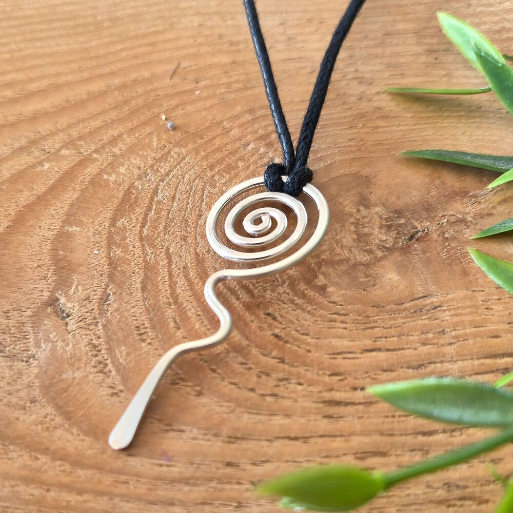 Tribal Silver Spiral Pendant Festival jewellery
