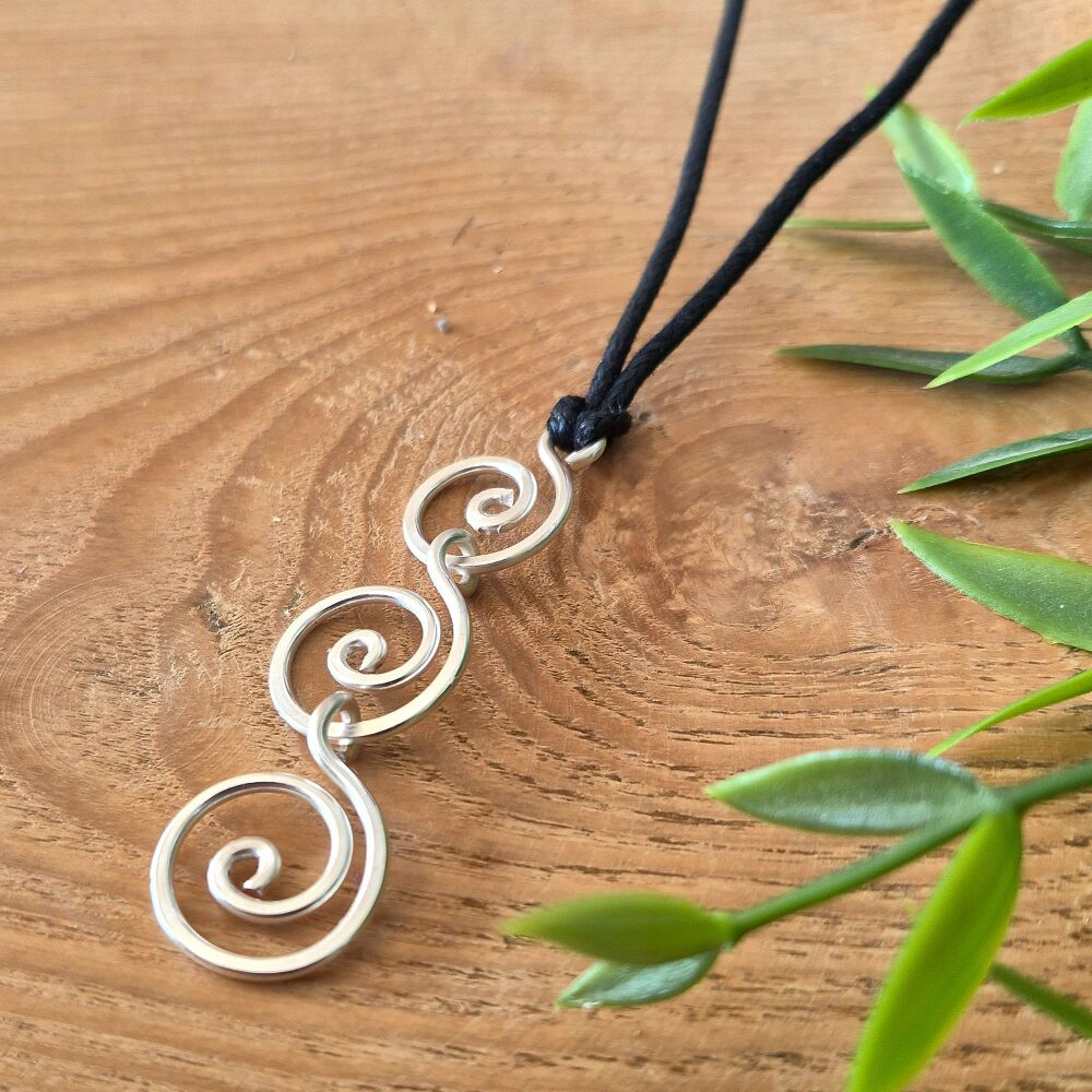 Triple Spiral Silver Pendant silver jewellery