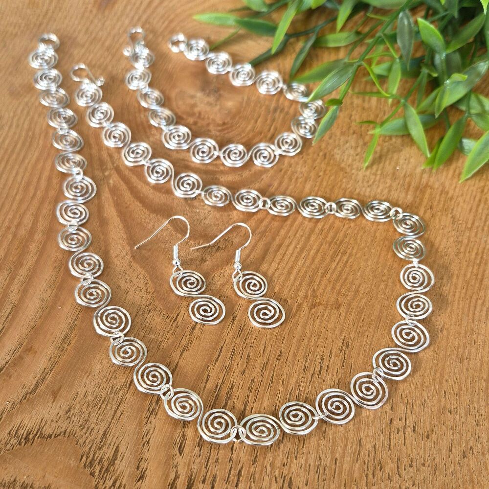 1 Celtic spiral Set Necklace Bracelet and Earrings