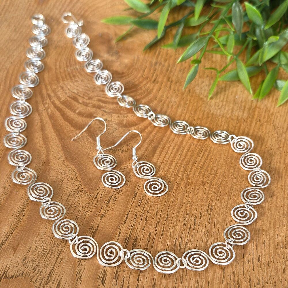 3 Celtic spiral Set Necklace and Earrings