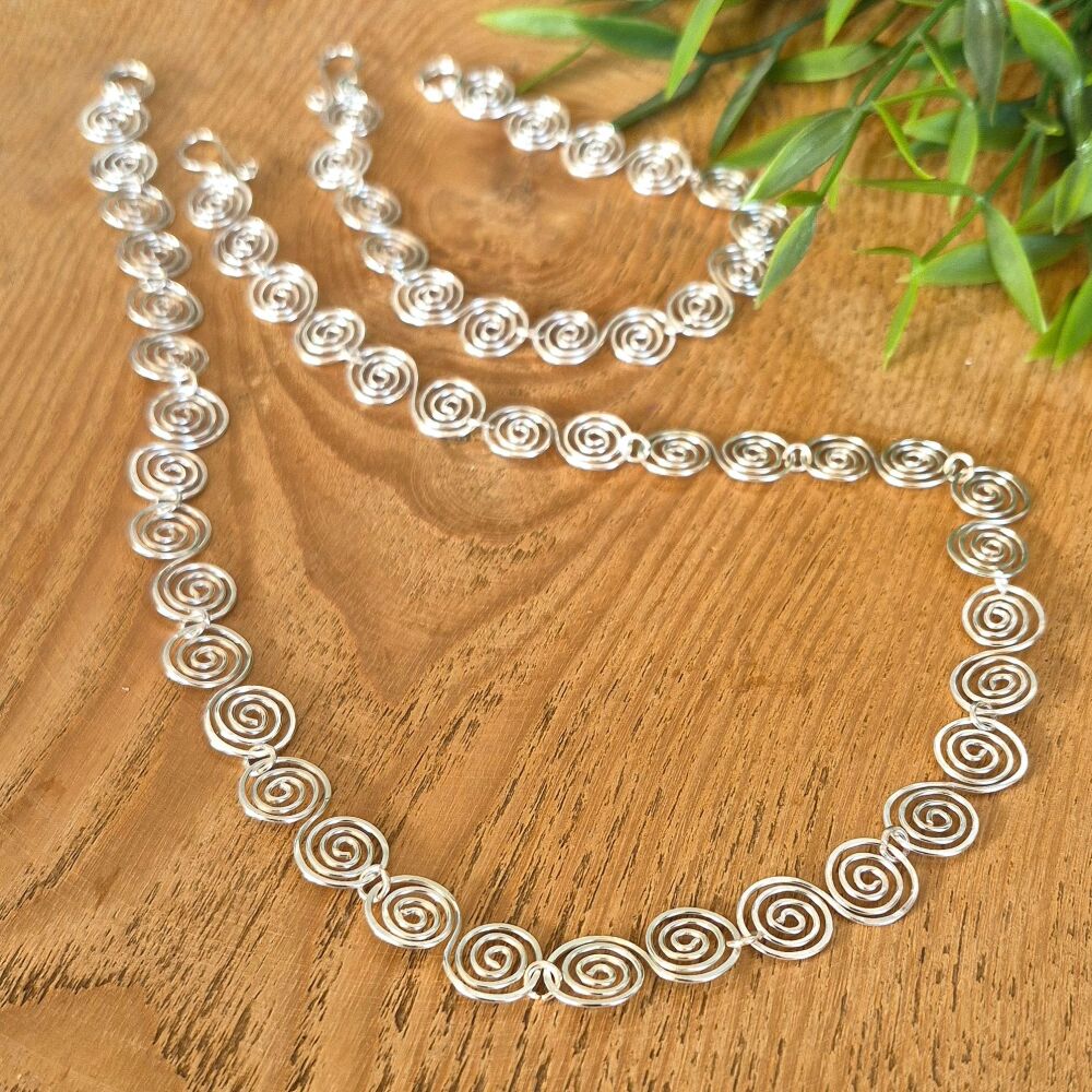 2 Celtic spiral Set Necklace and Bracelet