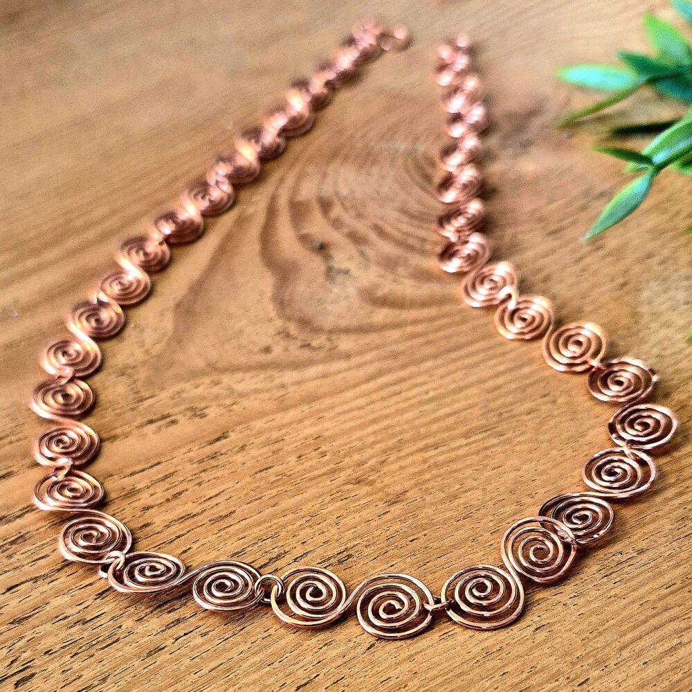 Copper Celtic Spiral Necklace &ndash; Handmade Copper S-Shaped Infinity Jewellery | Gift for Women