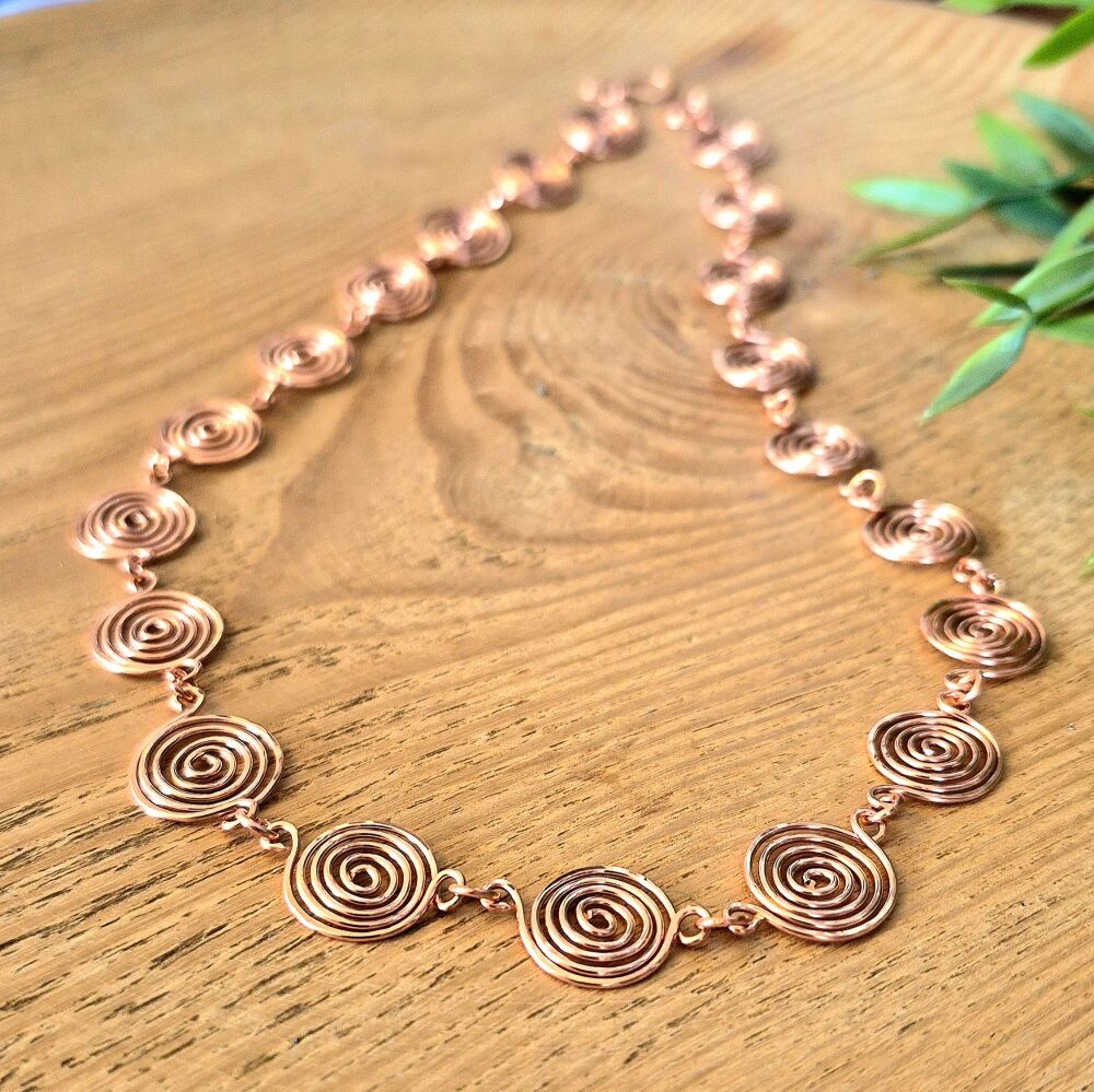 Copper Open Spiral Necklace &ndash; Handmade Shaped Infinity Jewellery | Gift for Women