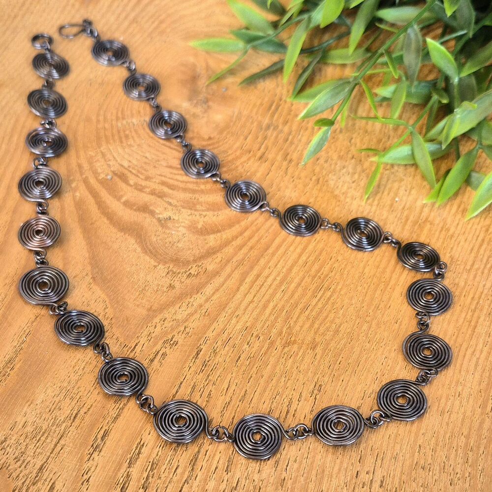 Oxidised Copper Closed Spiral Necklace &ndash; Handmade Copper Infinity Jewellery | Gift for Women