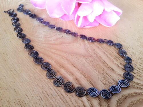 Oxidised Copper Spiral Necklace Boho Jewellery Celtic Copper Spiral Necklace