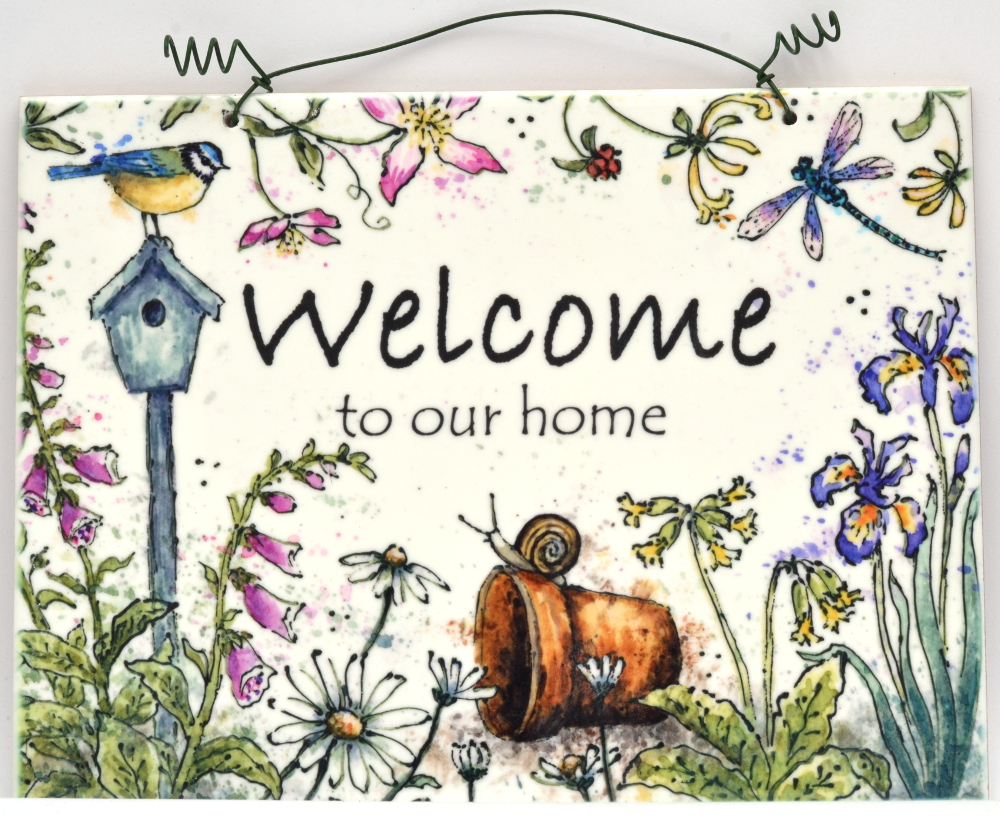 Printed Tile- Welcome Sign, Life Mix