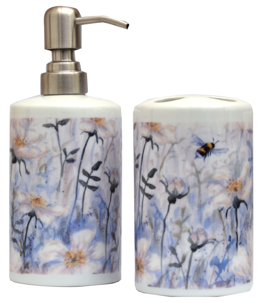 Bathroom Set White Roses