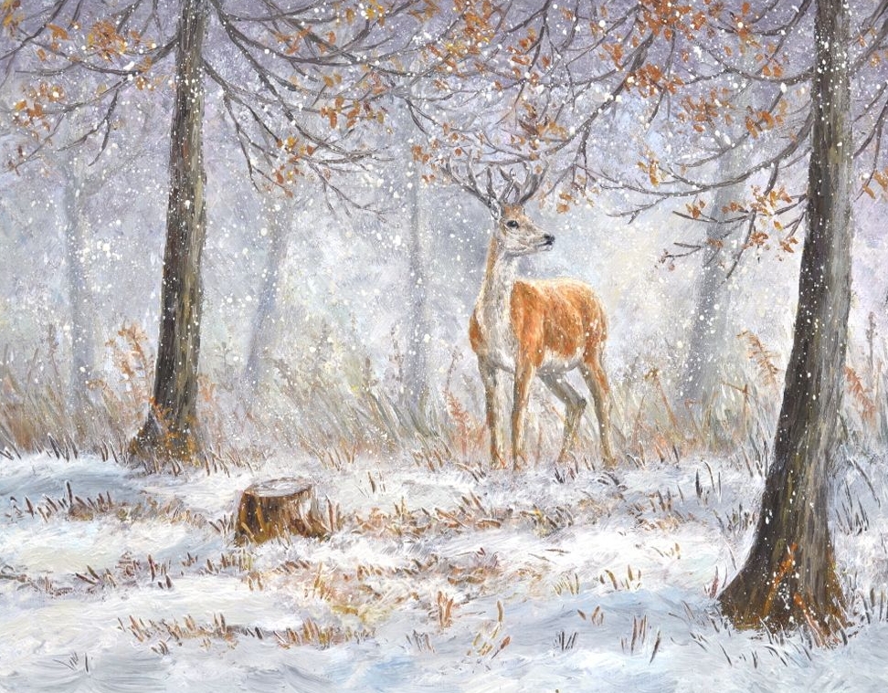 Original Painting - Winter Stag