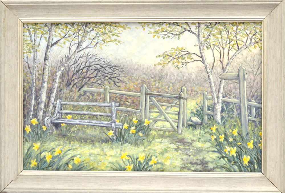 Original Oil Painting - Daffodil Walk