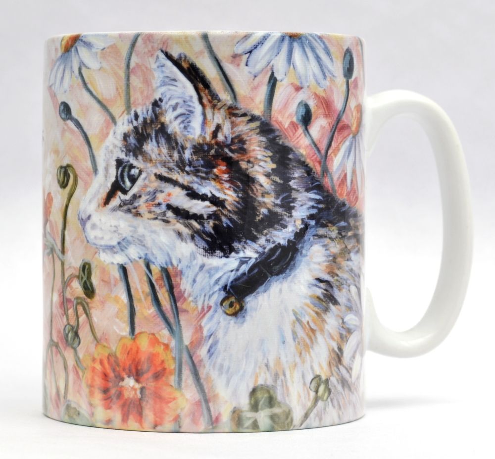 Mugs or Coasters-Cat & Nasturtiums