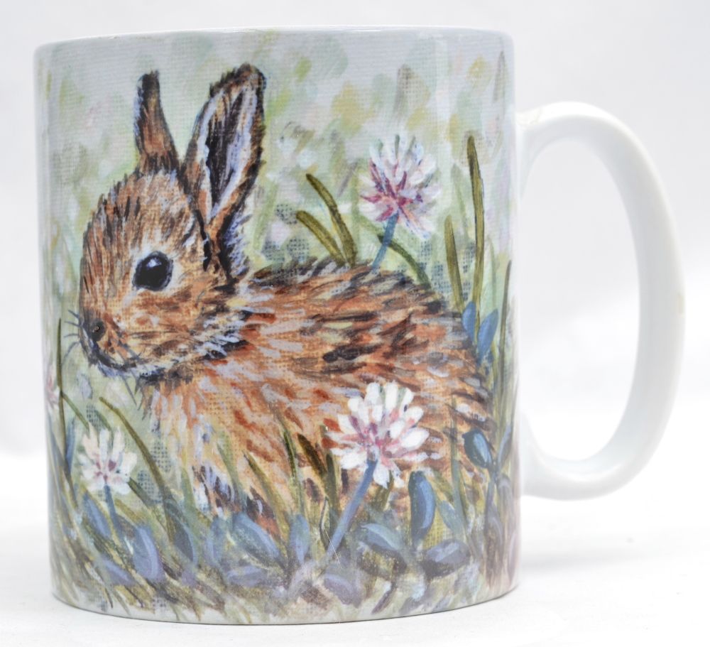 Mug or Coaster-Rabbits in Clover