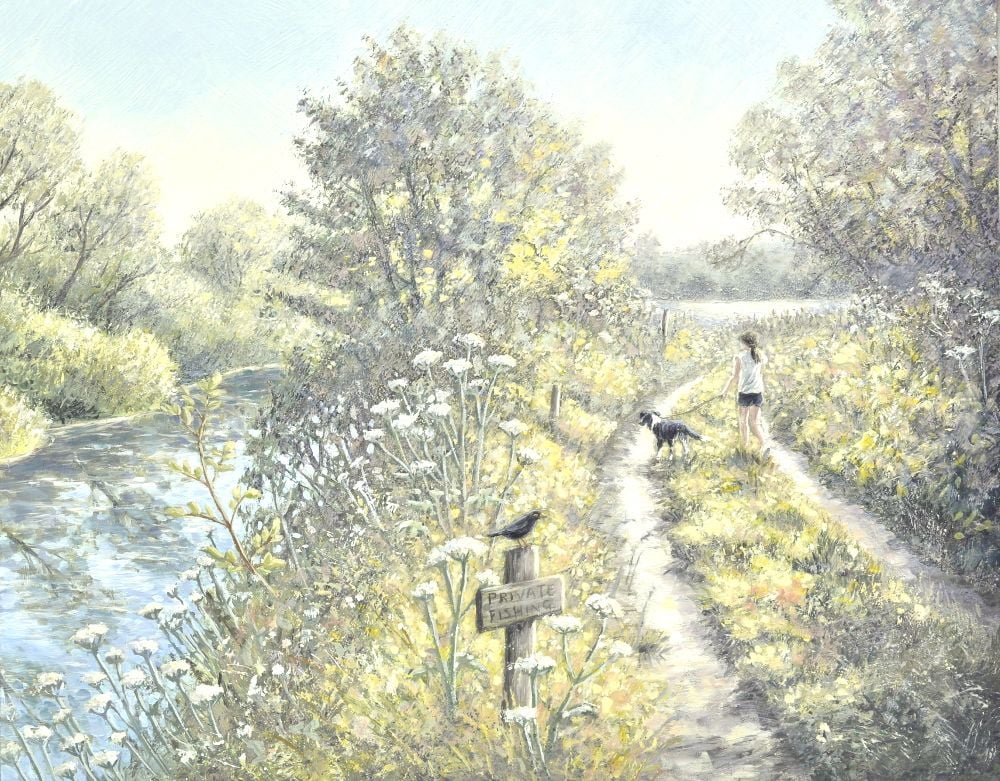 Original Oil Painting - Sunny Riverbank