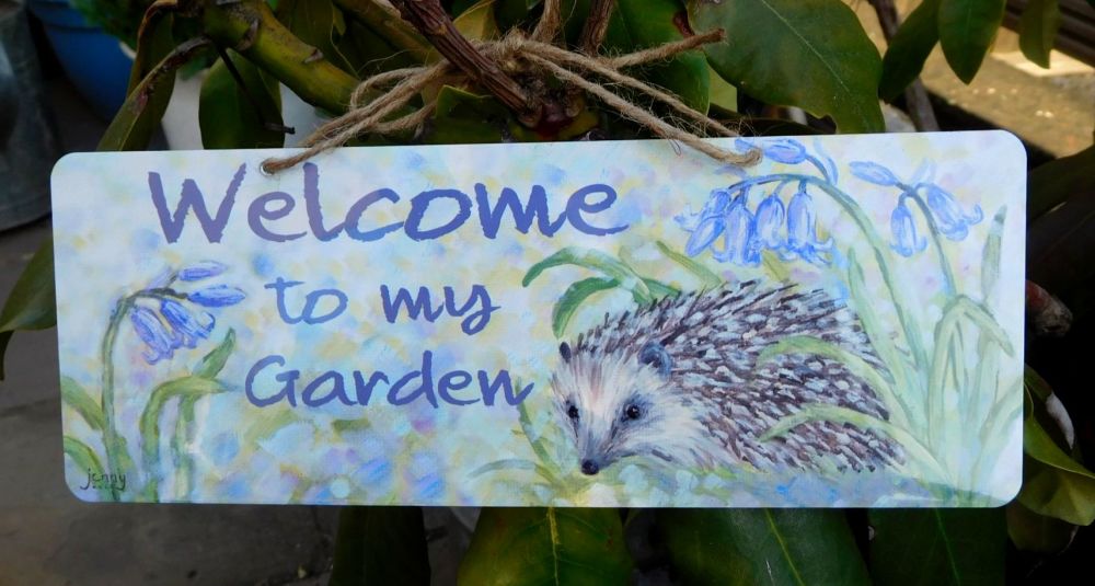 Garden Sign - Hedgehog & Bluebells