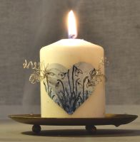 Heart Candle Wrap - Snowdrops
