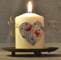 Heart Candle Wrap - Wild Poppies