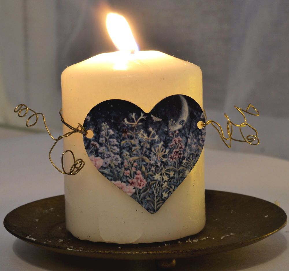 Heart Candle Wrap or Hanging Decoration - Midnight Garden
