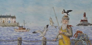 Original Gouache Painting - Fisherman & Friends