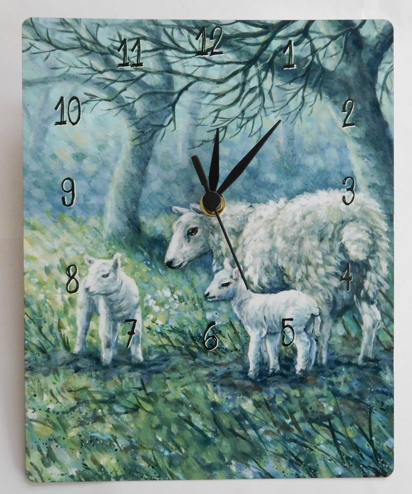 Clock Wide - Spring Light Lambs