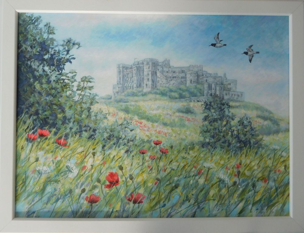 Original Paintings -  Bamburgh Castle Poppies