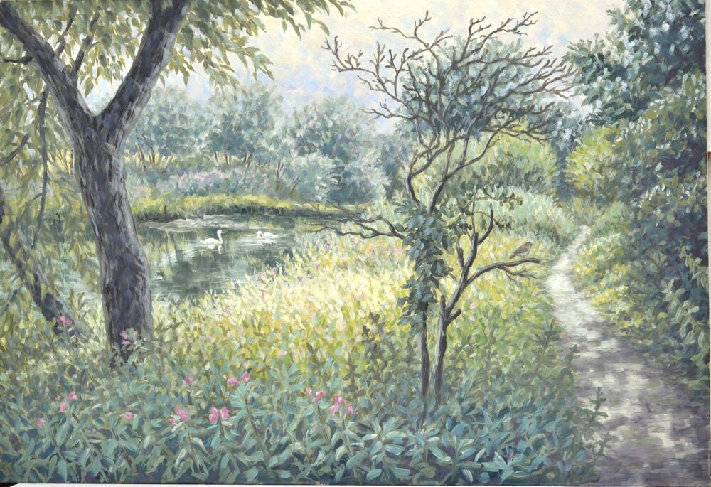 Original Painting - Sunny Riverbank