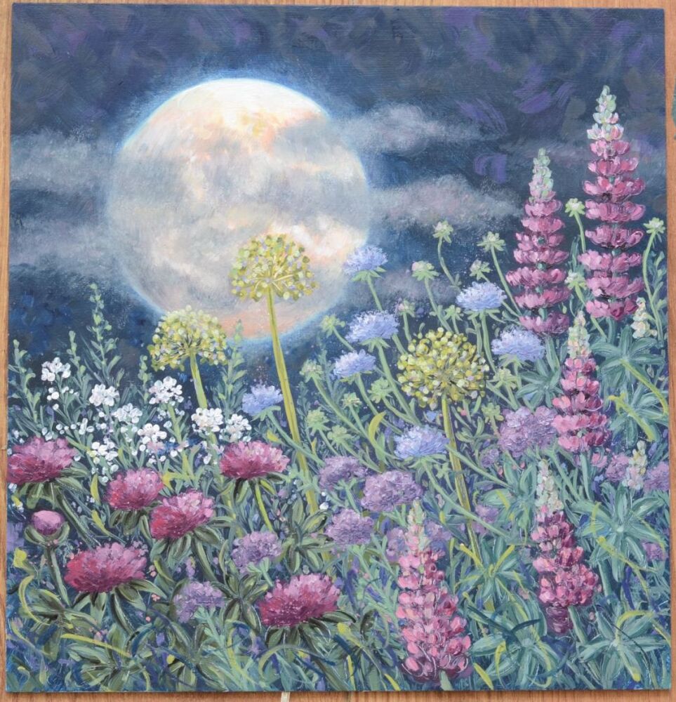 Moonlit Lupins - Aluminium Prints