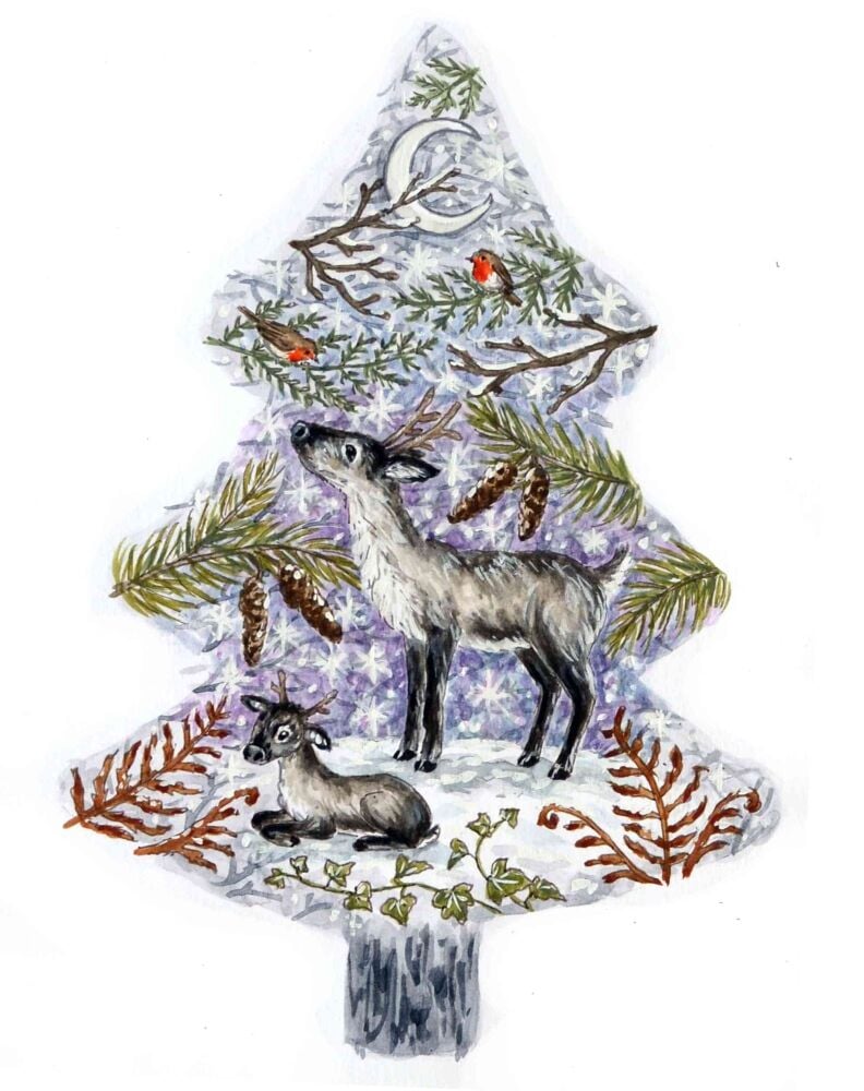 X Tree - Reindeer & Robins
