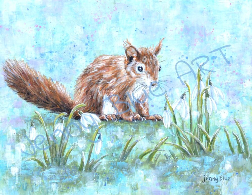 Squirrel & Snowdrops