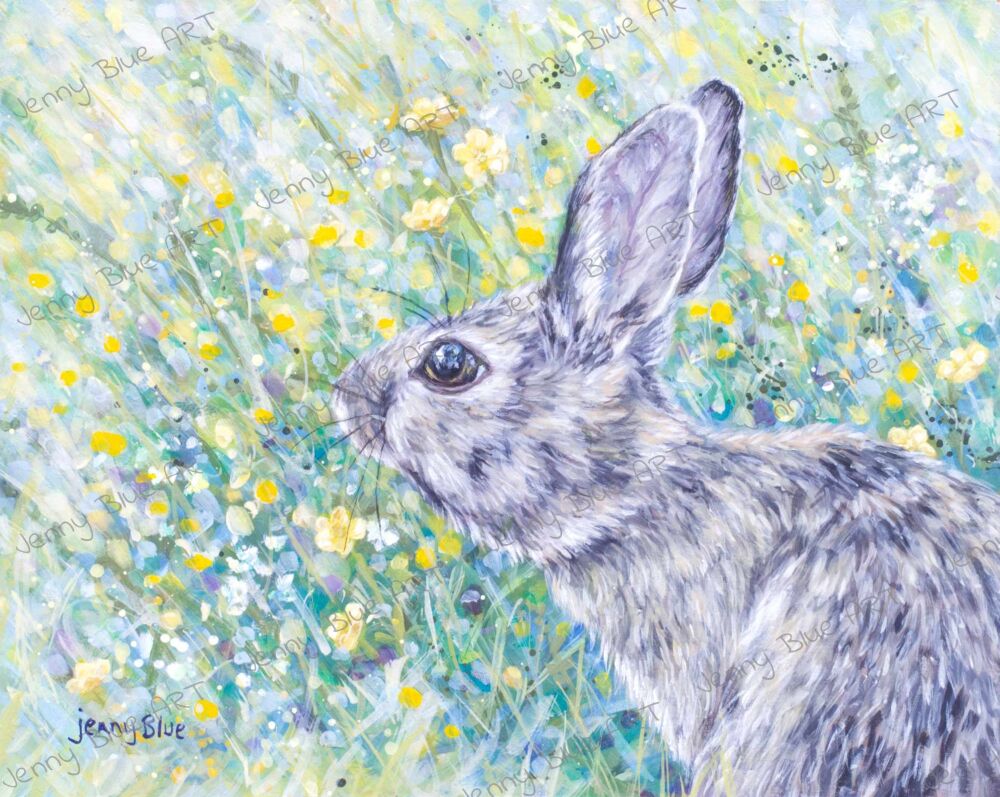 Original Paintings - Rabbit & Buttercups
