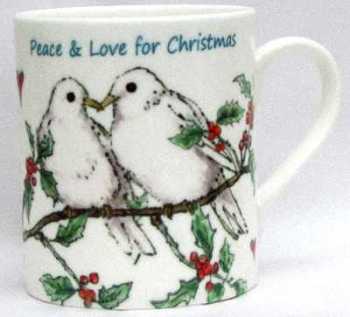 Mugs & Coasters-Doves & Holly