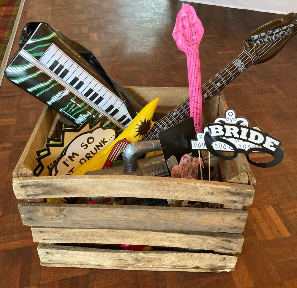 Crate of photo booth props