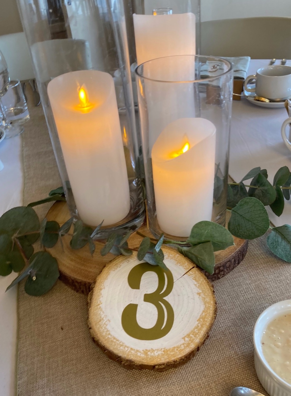 Round Painted Wood Slice Table numbers