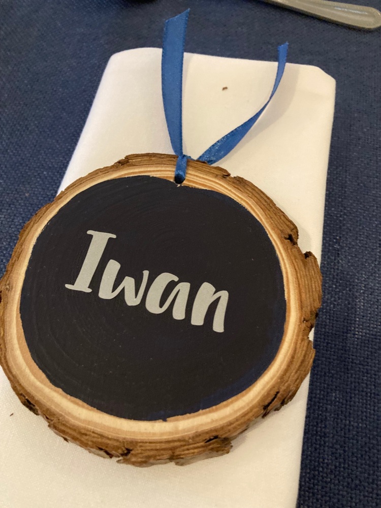 Wooden disk name tag