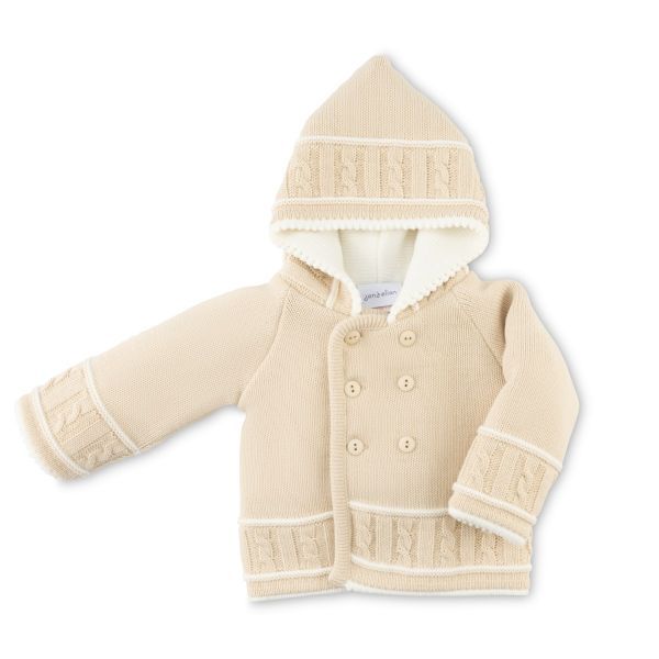 Dandelion double Breasted Knitted Jacket  with Hood - - Taupe
