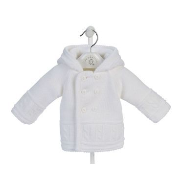 Dandelion double Breasted Knitted Jacket  with Hood - - White